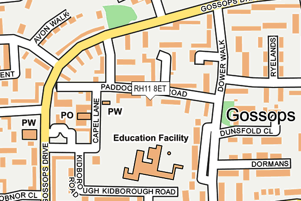 RH11 8ET map - OS OpenMap – Local (Ordnance Survey)