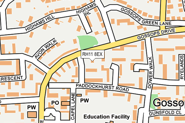 RH11 8EX map - OS OpenMap – Local (Ordnance Survey)