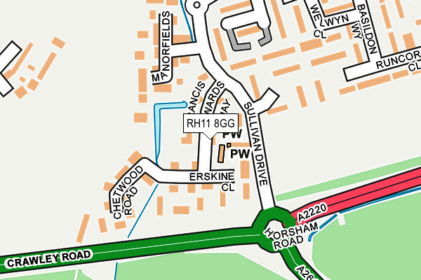 RH11 8GG map - OS OpenMap – Local (Ordnance Survey)