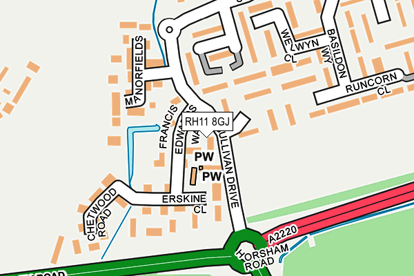 RH11 8GJ map - OS OpenMap – Local (Ordnance Survey)