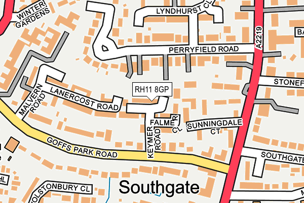 RH11 8GP map - OS OpenMap – Local (Ordnance Survey)