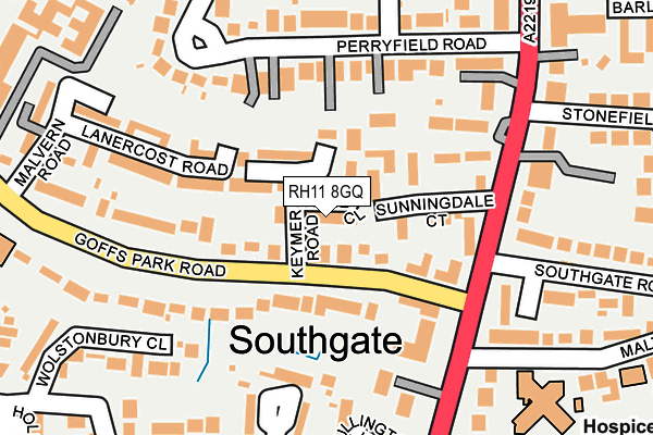 RH11 8GQ map - OS OpenMap – Local (Ordnance Survey)