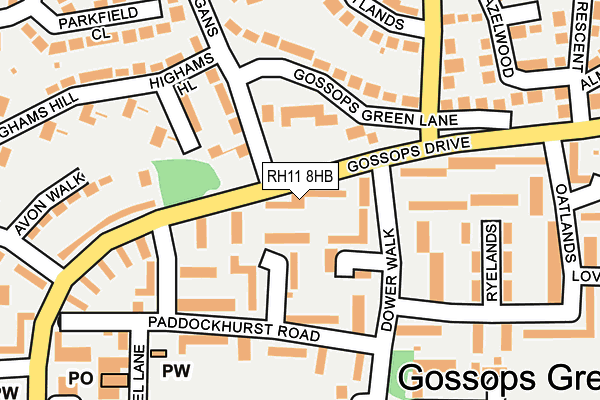 RH11 8HB map - OS OpenMap – Local (Ordnance Survey)