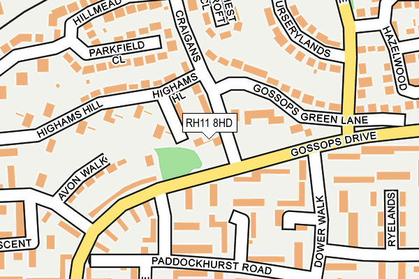 RH11 8HD map - OS OpenMap – Local (Ordnance Survey)