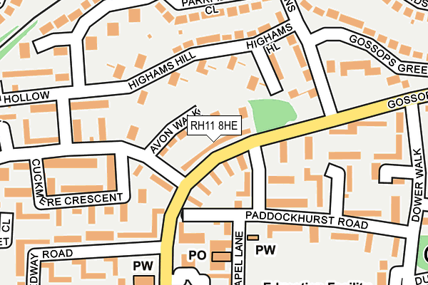 RH11 8HE map - OS OpenMap – Local (Ordnance Survey)