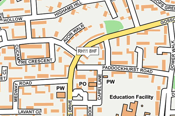 RH11 8HF map - OS OpenMap – Local (Ordnance Survey)