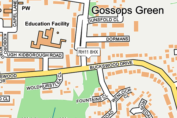 RH11 8HX map - OS OpenMap – Local (Ordnance Survey)