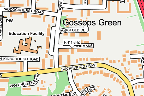 RH11 8HZ map - OS OpenMap – Local (Ordnance Survey)