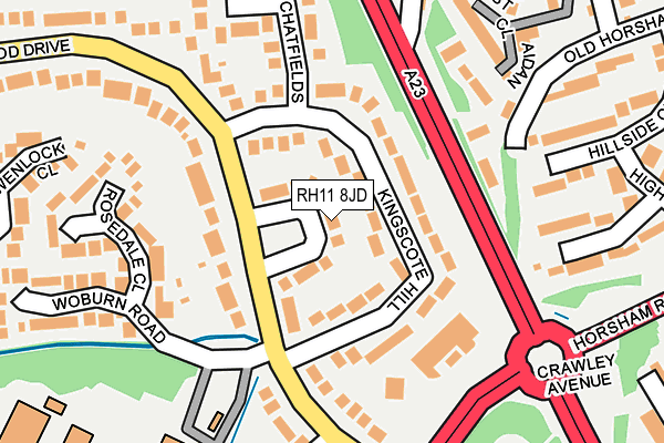 RH11 8JD map - OS OpenMap – Local (Ordnance Survey)