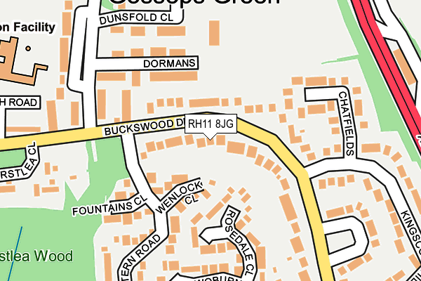 RH11 8JG map - OS OpenMap – Local (Ordnance Survey)