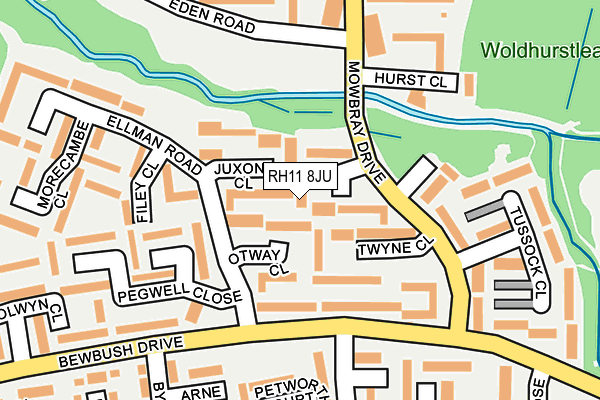 RH11 8JU map - OS OpenMap – Local (Ordnance Survey)