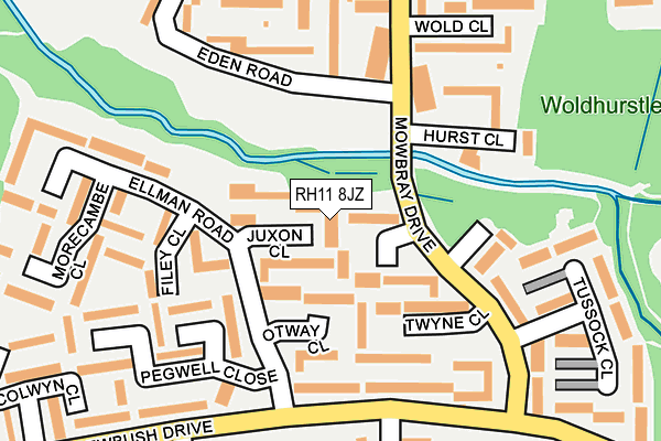 RH11 8JZ map - OS OpenMap – Local (Ordnance Survey)