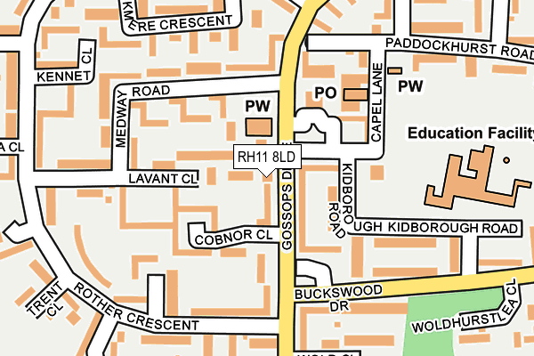 RH11 8LD map - OS OpenMap – Local (Ordnance Survey)