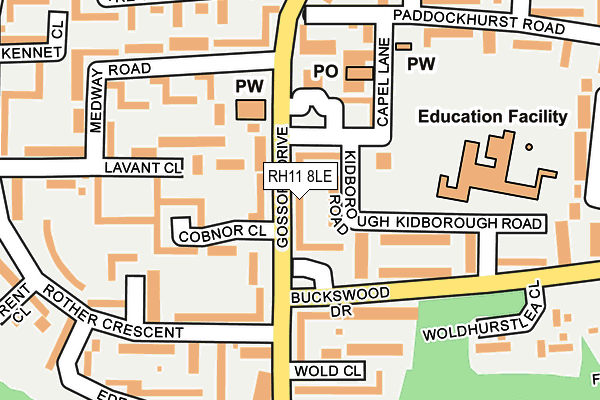 RH11 8LE map - OS OpenMap – Local (Ordnance Survey)