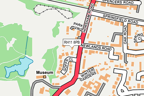 RH11 8PB map - OS OpenMap – Local (Ordnance Survey)