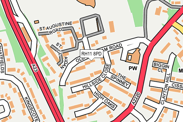 RH11 8PD map - OS OpenMap – Local (Ordnance Survey)