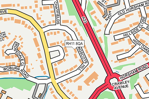 RH11 8QA map - OS OpenMap – Local (Ordnance Survey)