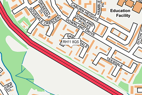 RH11 8QS map - OS OpenMap – Local (Ordnance Survey)