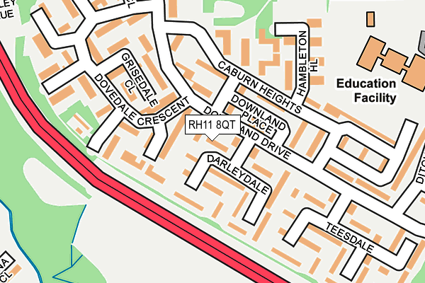 RH11 8QT map - OS OpenMap – Local (Ordnance Survey)