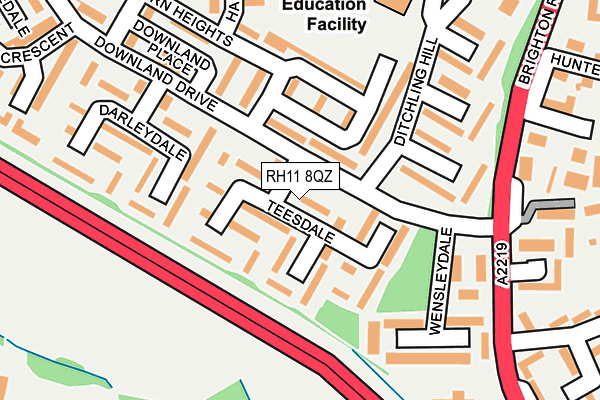 RH11 8QZ map - OS OpenMap – Local (Ordnance Survey)