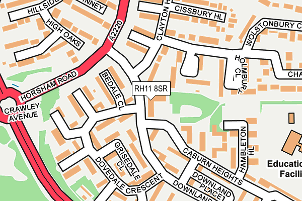 RH11 8SR map - OS OpenMap – Local (Ordnance Survey)