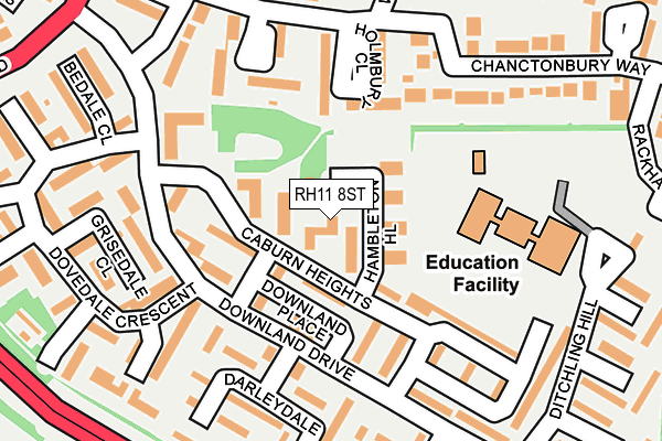 RH11 8ST map - OS OpenMap – Local (Ordnance Survey)