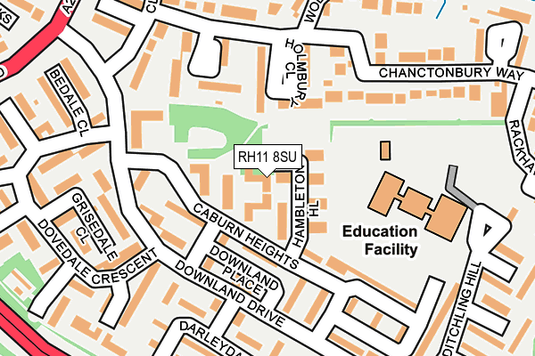 RH11 8SU map - OS OpenMap – Local (Ordnance Survey)