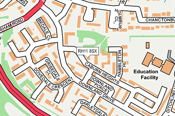 RH11 8SX map - OS OpenMap – Local (Ordnance Survey)