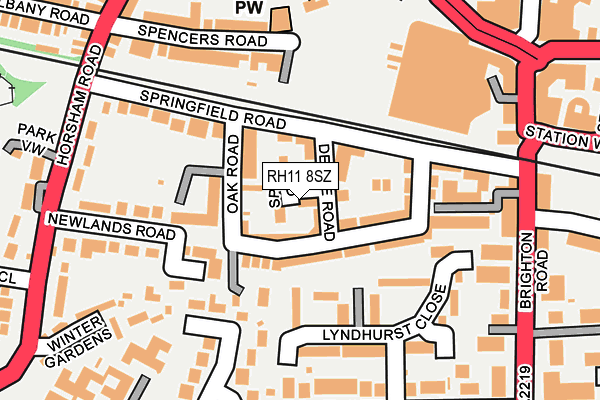 RH11 8SZ map - OS OpenMap – Local (Ordnance Survey)