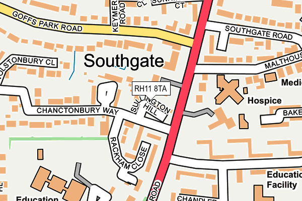 RH11 8TA map - OS OpenMap – Local (Ordnance Survey)