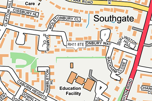 RH11 8TE map - OS OpenMap – Local (Ordnance Survey)