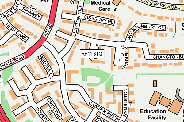 RH11 8TQ map - OS OpenMap – Local (Ordnance Survey)