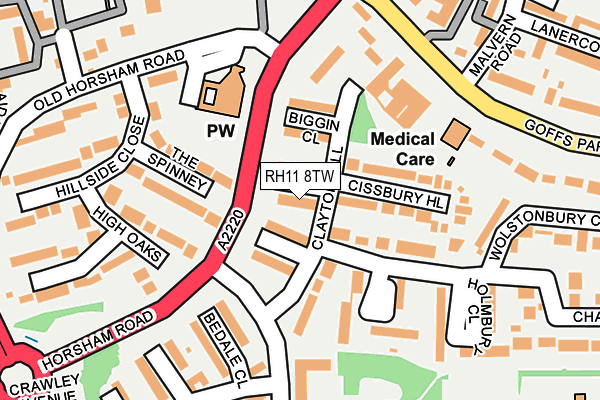 RH11 8TW map - OS OpenMap – Local (Ordnance Survey)