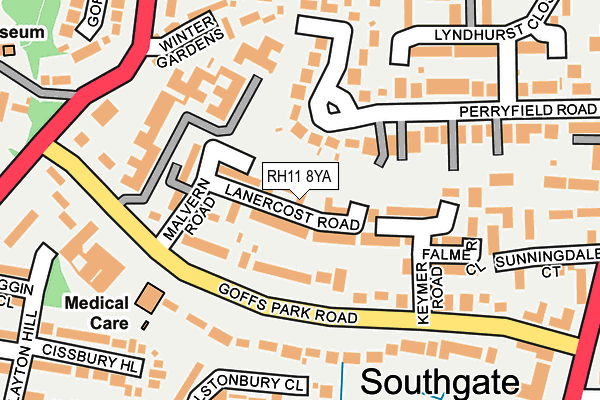 RH11 8YA map - OS OpenMap – Local (Ordnance Survey)