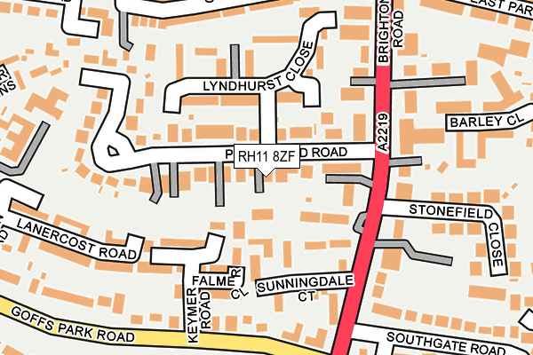 RH11 8ZF map - OS OpenMap – Local (Ordnance Survey)