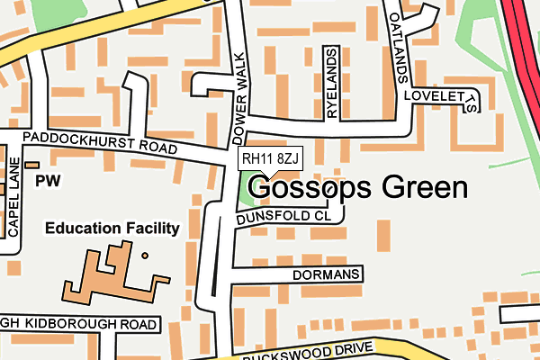 RH11 8ZJ map - OS OpenMap – Local (Ordnance Survey)