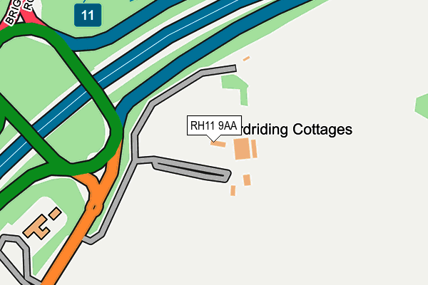 RH11 9AA map - OS OpenMap – Local (Ordnance Survey)