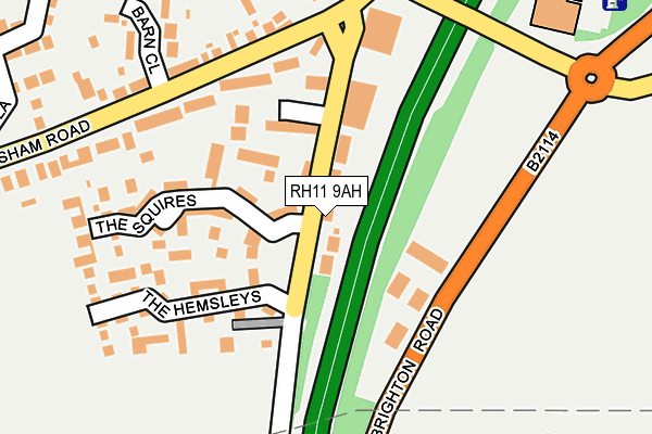 RH11 9AH map - OS OpenMap – Local (Ordnance Survey)