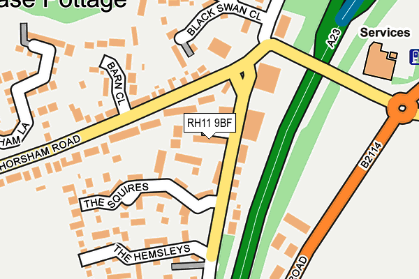 RH11 9BF map - OS OpenMap – Local (Ordnance Survey)