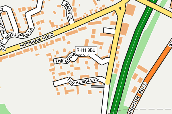 RH11 9BU map - OS OpenMap – Local (Ordnance Survey)