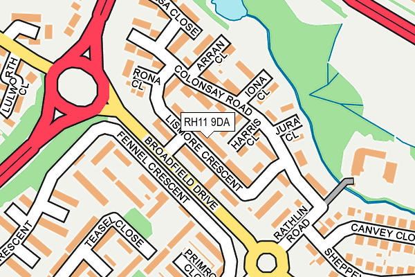 RH11 9DA map - OS OpenMap – Local (Ordnance Survey)