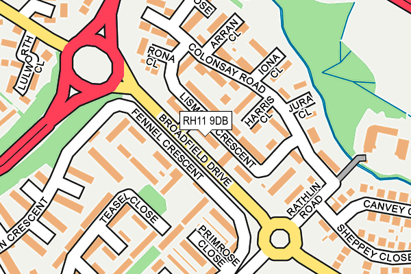 RH11 9DB map - OS OpenMap – Local (Ordnance Survey)