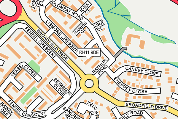 RH11 9DE map - OS OpenMap – Local (Ordnance Survey)