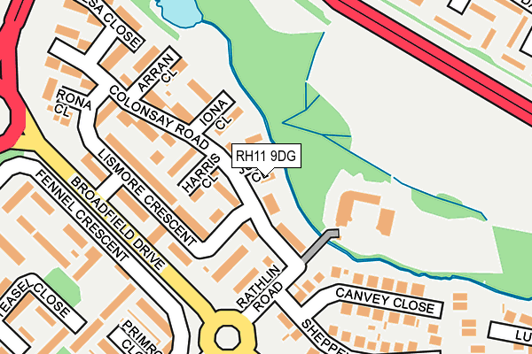 RH11 9DG map - OS OpenMap – Local (Ordnance Survey)