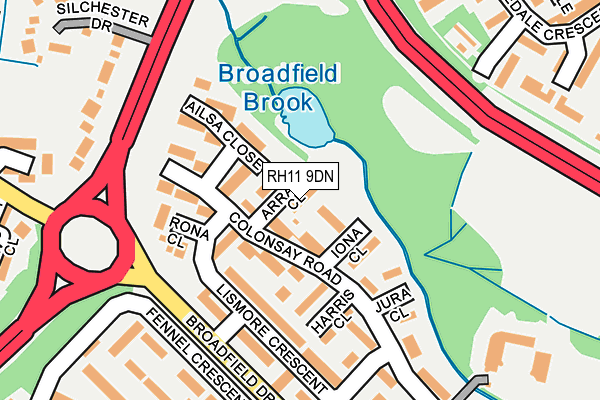 RH11 9DN map - OS OpenMap – Local (Ordnance Survey)