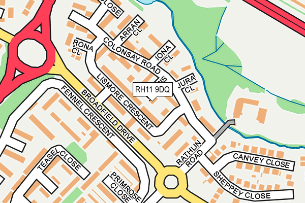 RH11 9DQ map - OS OpenMap – Local (Ordnance Survey)