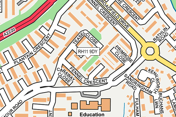 RH11 9DY map - OS OpenMap – Local (Ordnance Survey)