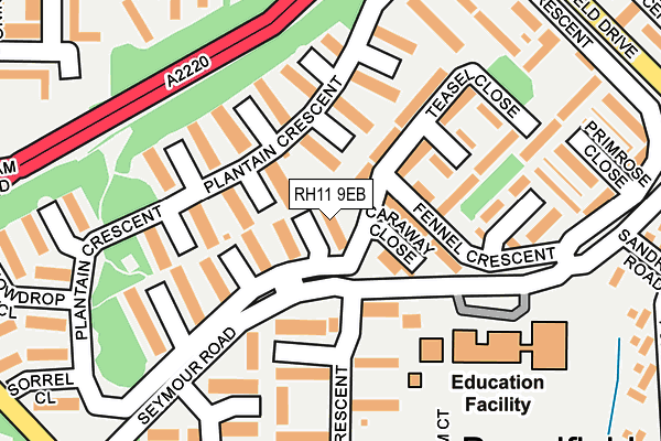 RH11 9EB map - OS OpenMap – Local (Ordnance Survey)