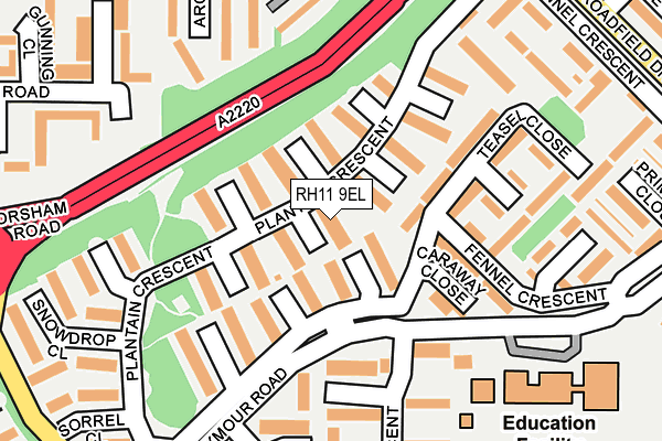 RH11 9EL map - OS OpenMap – Local (Ordnance Survey)