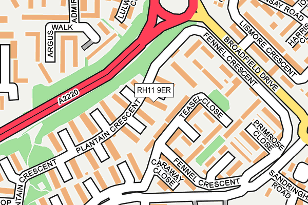 RH11 9ER map - OS OpenMap – Local (Ordnance Survey)